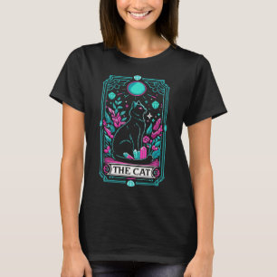 The Cat Tarot Card Halloween Witch Mystical Black T-Shirt