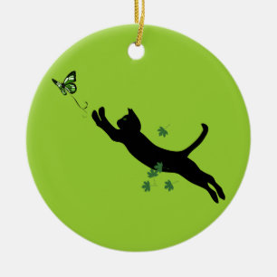 The Cat & The Butterfly Version 2 Ceramic Tree Decoration