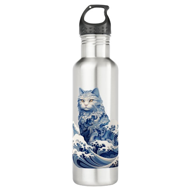 The Cat Wave Off Kanagawa 710 Ml Water Bottle (Front)