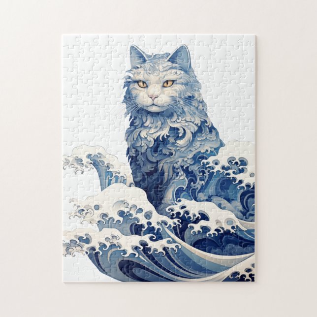 The Cat Wave Off Kanagawa Jigsaw Puzzle (Vertical)