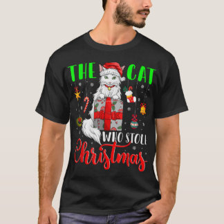 The Cat Who Stole Christmas Funny Christmas Santa  T-Shirt