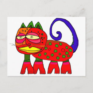 'the cat with the blue tail' postcard
