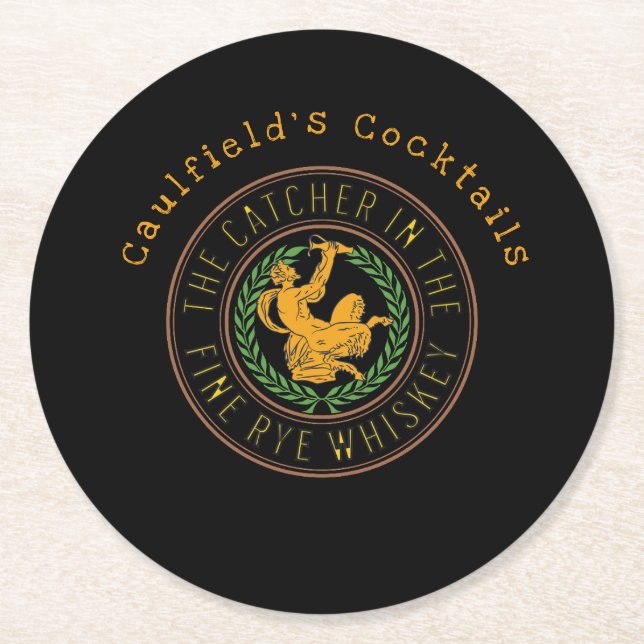 The Catcher in the Fine Rye Whisky Literary themed Round Paper Coaster (Front)