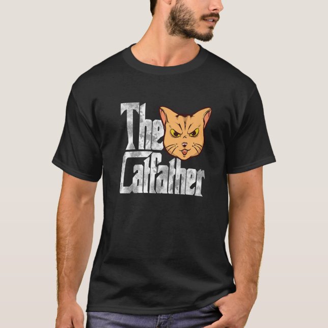 The Catfather Cat Father Mafia Whiskers Male Daddy T-Shirt (Front)