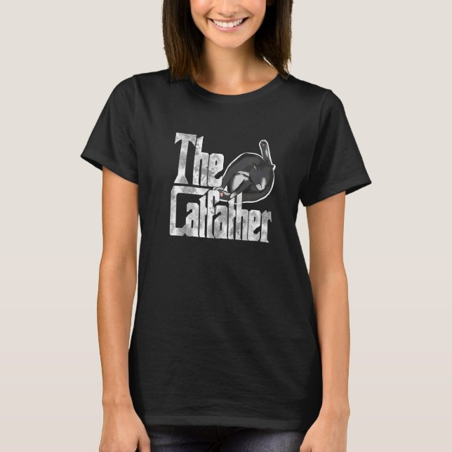 The Catfather Cat Father Mafia Whiskers Male Daddy T-Shirt (Front)