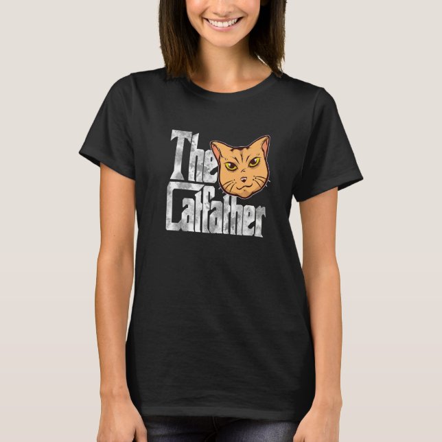 The Catfather Cat Father Mafia Whiskers Male Daddy T-Shirt (Front)