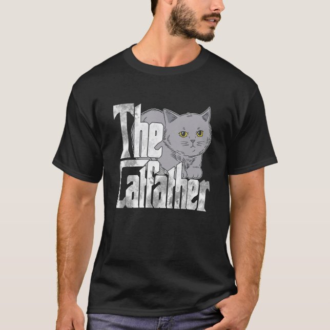 The Catfather Cute Cat Father Mafia Whiskers Male  T-Shirt (Front)