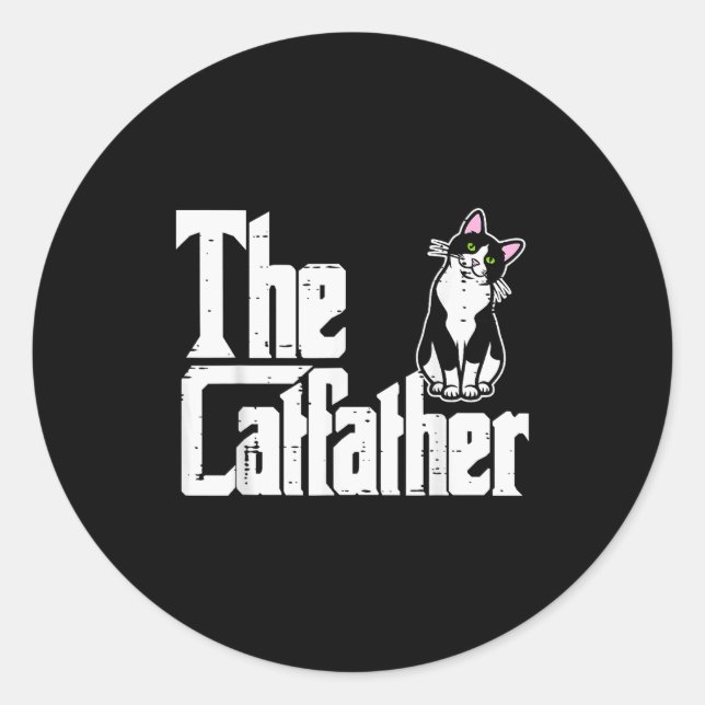 The Catfather Funny Kitten Cat Dad Fur Papa Daddy  Classic Round Sticker (Front)