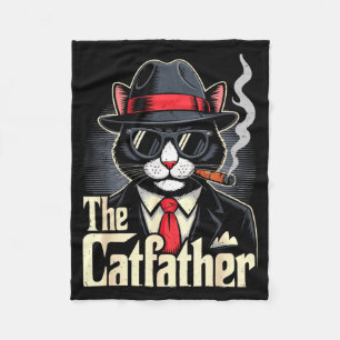 The catfather tuxedo cat dad happy father day gift fleece blanket