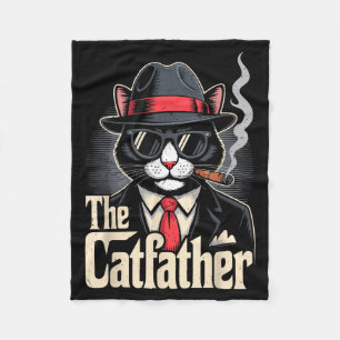 The Catfather Tuxedo Cat Dad Happy Father Day Gift Fleece Blanket