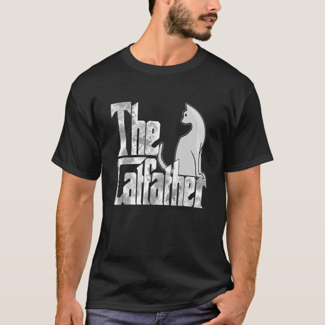 The Catfather White Cat Father Mafia Whiskers Male T-Shirt (Front)