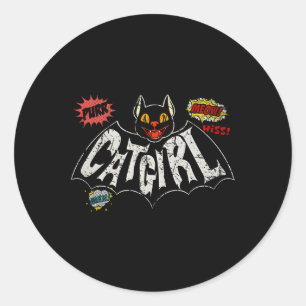 The Catgirl Vintage Rockabilly Classic Round Sticker