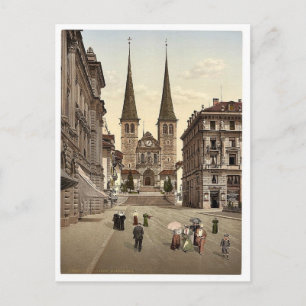 The cathedral, Lucerne, Switzerland vintage Photoc Postcard