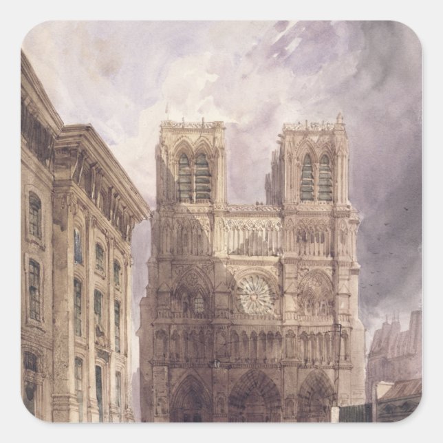 The Cathedral of Notre Dame, Paris, 1836 Square Sticker (Front)