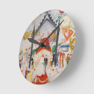 The Cathedrals of Fifth Avenue by Stettheimer Round Clock