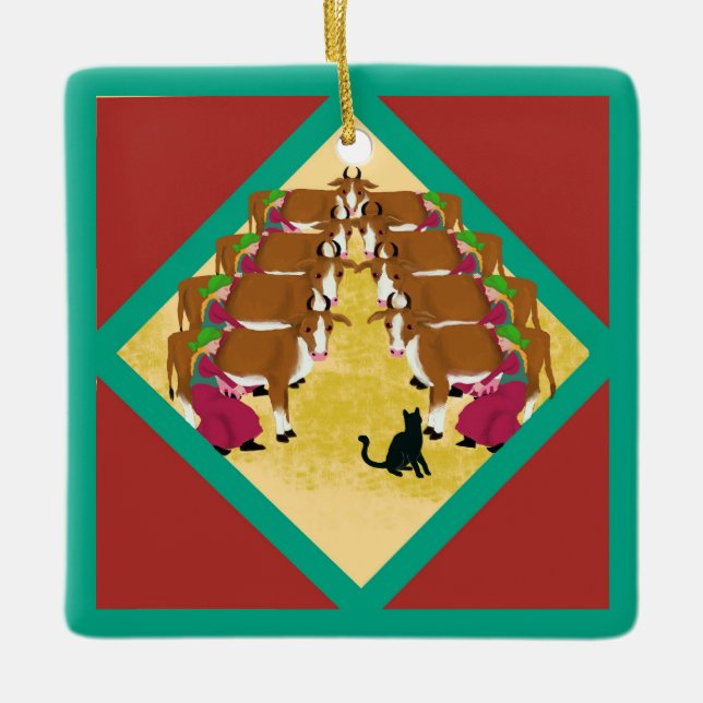 The Cats 12 Days of Christmas Day 8 Custom Ceramic Ornament (Front)