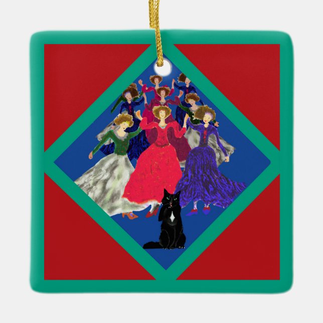 The Cats 12 Days of Christmas Day 9 Custom Ceramic Ornament (Front)