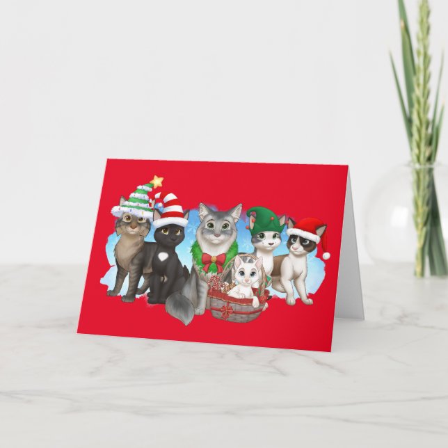 The Cats and Crew Christmas Card 5" x 7" (Front)