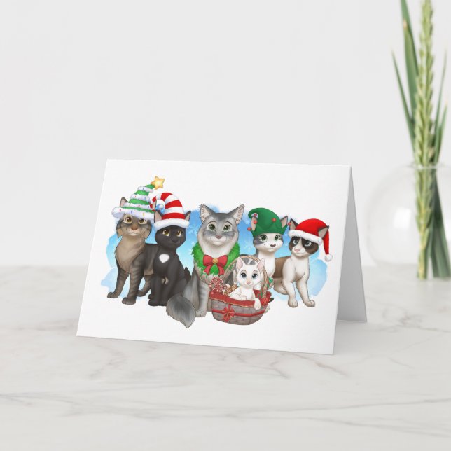 The Cats and Crew Christmas Card 5" x 7" (Front)