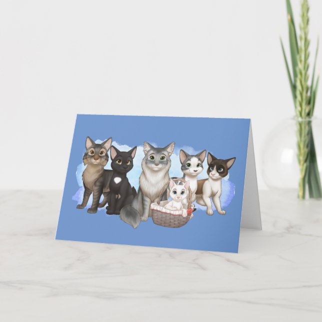 The Cats and Crew Greeting Card 5" x 7" (Front)