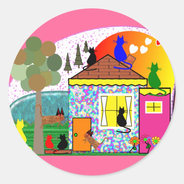 The Cats Are Taking Over The House Classic Round Sticker (Front)