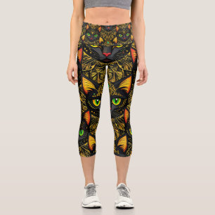 The Cats of the Velvet Veil Capri Leggings