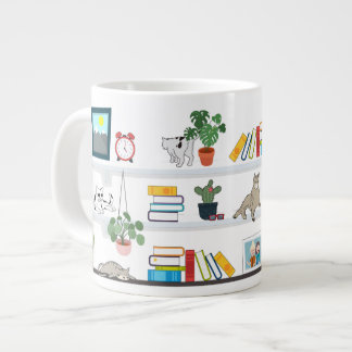 The Cats On The Bookshelf Mug