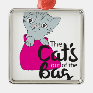 The Cats Out of the Bag Kitten Cartoon Image Kitty Metal Tree Decoration