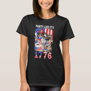 The Cats Party Like Its 1776 American Flag 4th Of T-Shirt