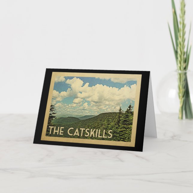 The Catskills New York Vintage Travel Card (Front)