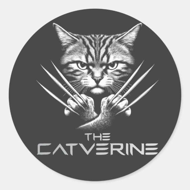 The Catverine Halloween Themed Classic Round Sticker (Front)