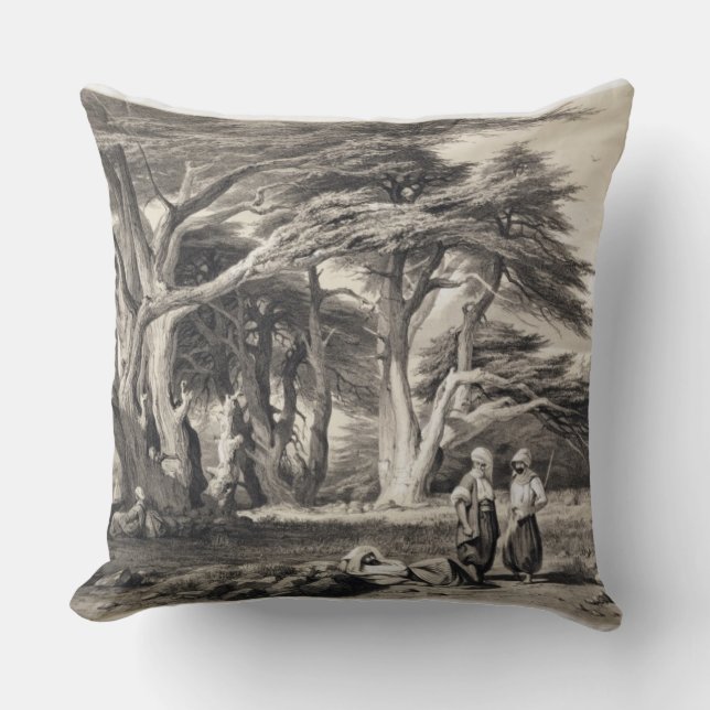 The Cedars of Lebanon, engraved by Freeman (sepia Cushion (Front)