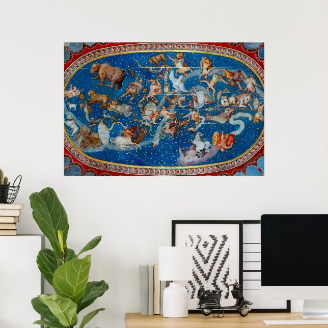 The Ceiling of the Sala Bologna, Celestial Map Poster (Home Office)