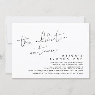 The Celebration Continues, Wedding Elopement Invitation