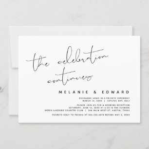The Celebration Continues, Wedding Elopement Invitation