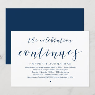 The celebration continues, Wedding Elopement Party Invitation