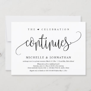 The Celebration Continues, Wedding Elopement Party Invitation
