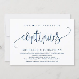 The Celebration Continues, Wedding Elopement Party Invitation