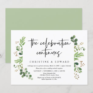 The celebration continues, Wedding Elopement Party Invitation