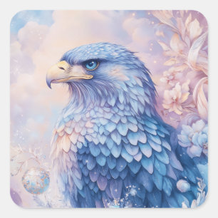 The Celestial Eagle Amidst Flowers Square Sticker