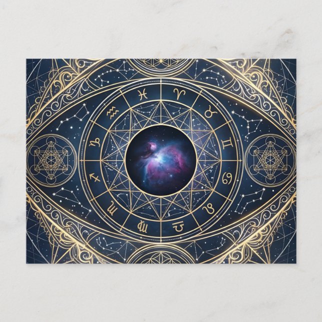 The Celestial Eye — Sacred Geometry Zodiac Cosmos Postcard (Front)