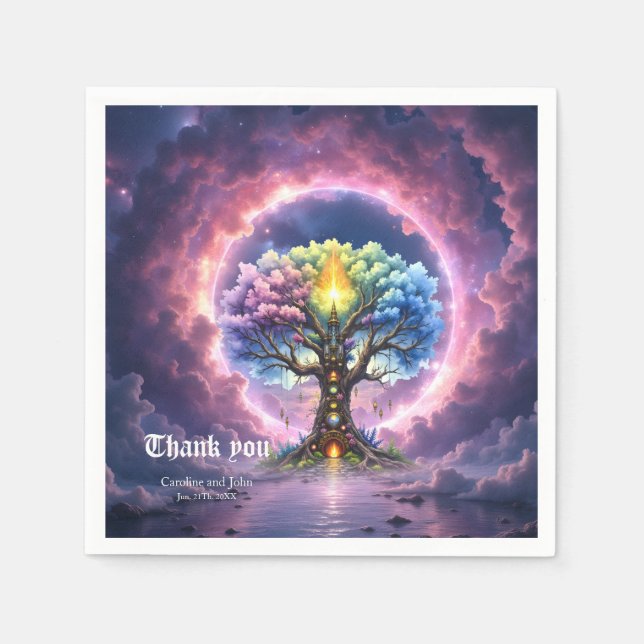 The Celestial Tree of Eternal Realms.  Napkin (Front)