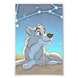 The Celestial Watcher - Gray Wolves Photo Print