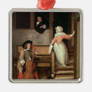 The Cello Player, c.1700 (oil on canvas) Metal Tree Decoration