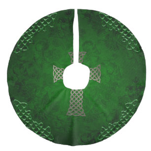 The celtic cross faux linen tree skirt