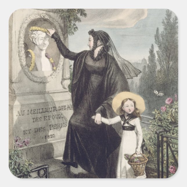 The Cemetery of Pere Lachaise, printed by Charles Square Sticker (Front)