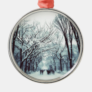 The Central Park Mall In Winter Metal Tree Decoration