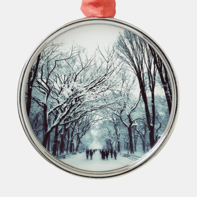 The Central Park Mall In Winter Metal Tree Decoration (Front)