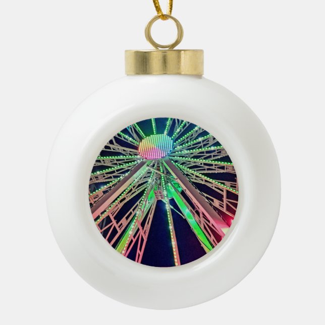 The centre of the Ferris wheel Ceramic Ball Christmas Ornament (Front)