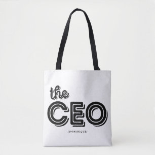 The CEO Retro Typography Personalised Polka Dots Tote Bag
